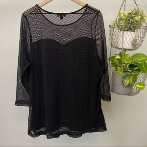 Lane Bryant Black Lacey Sweetheart Cut Top